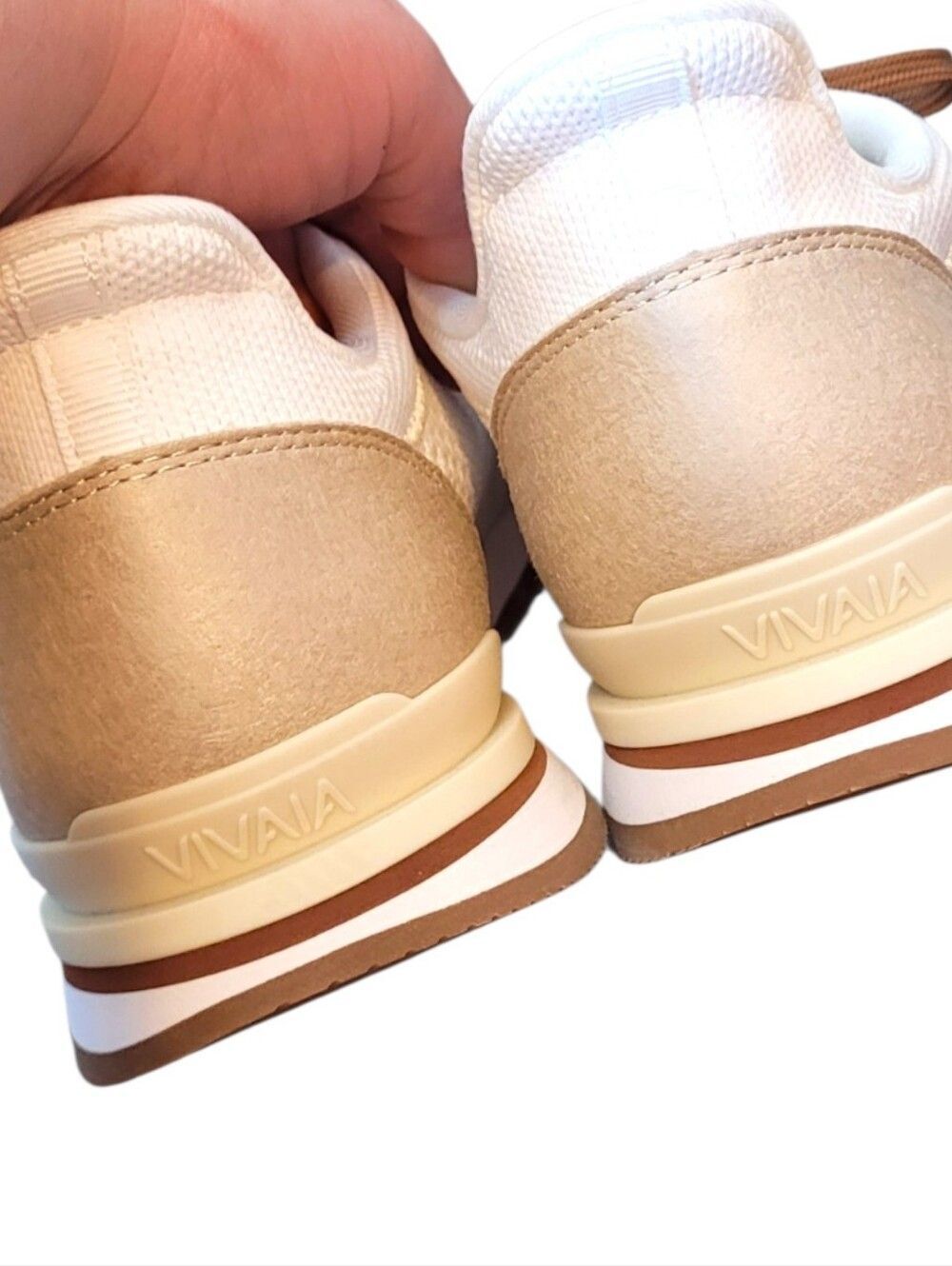 Vivaia White Beige Buff Allday Unisex Slip-On Mesh Sneakers Size US W9/M7.5 - Picture 4 of 7